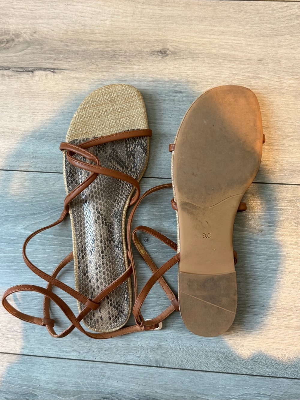 Women's Brown Strappy Lace-Up Sandals